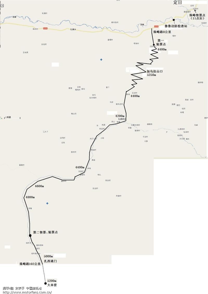 日喀则-珠峰海拔里程图 - 色魔驴行 - 摩托车论坛