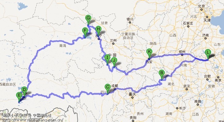 我的2012进藏计划路线图,大家能看出来分别是哪些地方吗