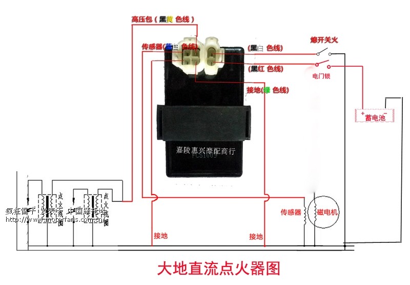 摩托车点火器接线图