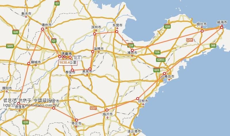 一次走遍山东省十七地市路线图 - 山东摩友交流